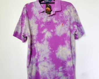 Reverse Tie Dye Polo: Upcycled Cotton Ralph Lauren, Size Medium
