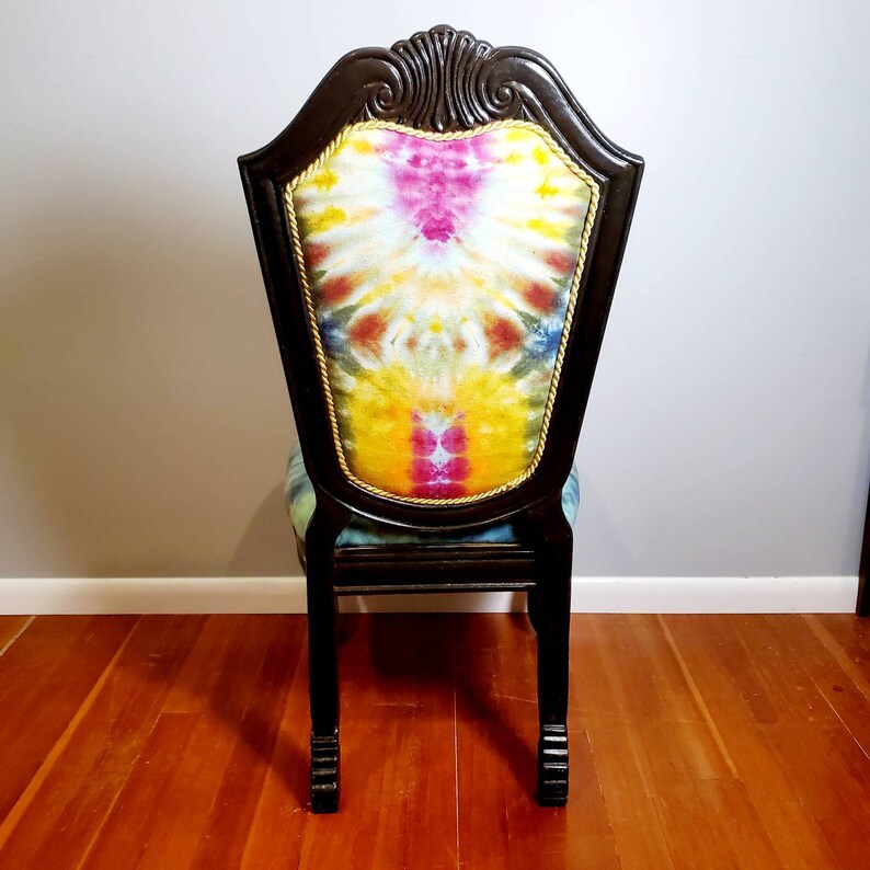 Tie Dye Upholstered Chairs Colorful Desk Chair Dining Etsy