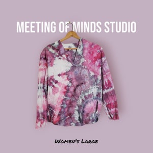 Tie dye linen tunic, pink geode, medium