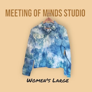 Tie dye jacket, ice dye jean jacket, denim style jacket, women&#39;s large