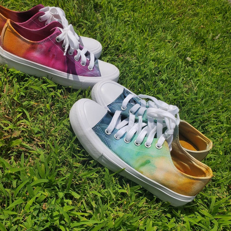 Purple And Blue Tie Dye Canvas Shoes