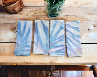 Tie dye placemats, incline dyed napkin set,  cotton eco friendly reusable napkins
