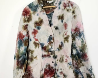 Hand-Dyed Linen Jacket: Earthy Tie Dye Coat, Women's Size 18, 2x