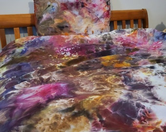 Hand Dyed Tie Dye Duvet Cover: Earthy Rainbow, Twin/Twin XL