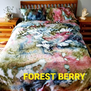 Tie dye sheet set, ice dye bedding, hand ice dyed sheets, your choice of color