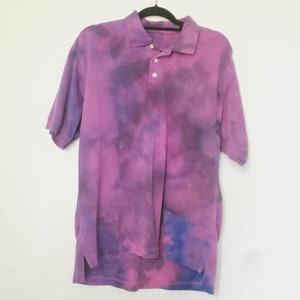 Tie dye polo, ice dye golf shirt, unique upcycle, men&#39;s medium