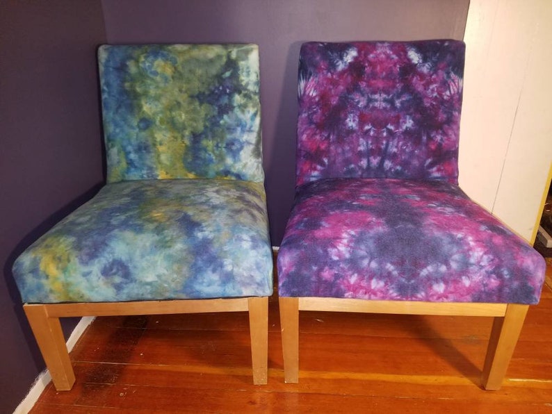 Tie Dye Upholstered Chairs Colorful Desk Chair Dining Etsy