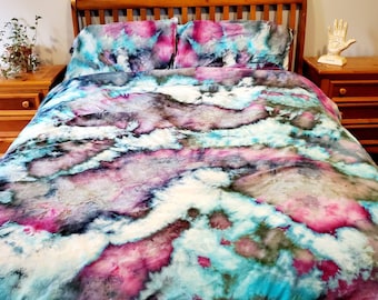 Hand Dyed Tie Dye Bedding Set: Moonstruck Boho Cotton Duvet