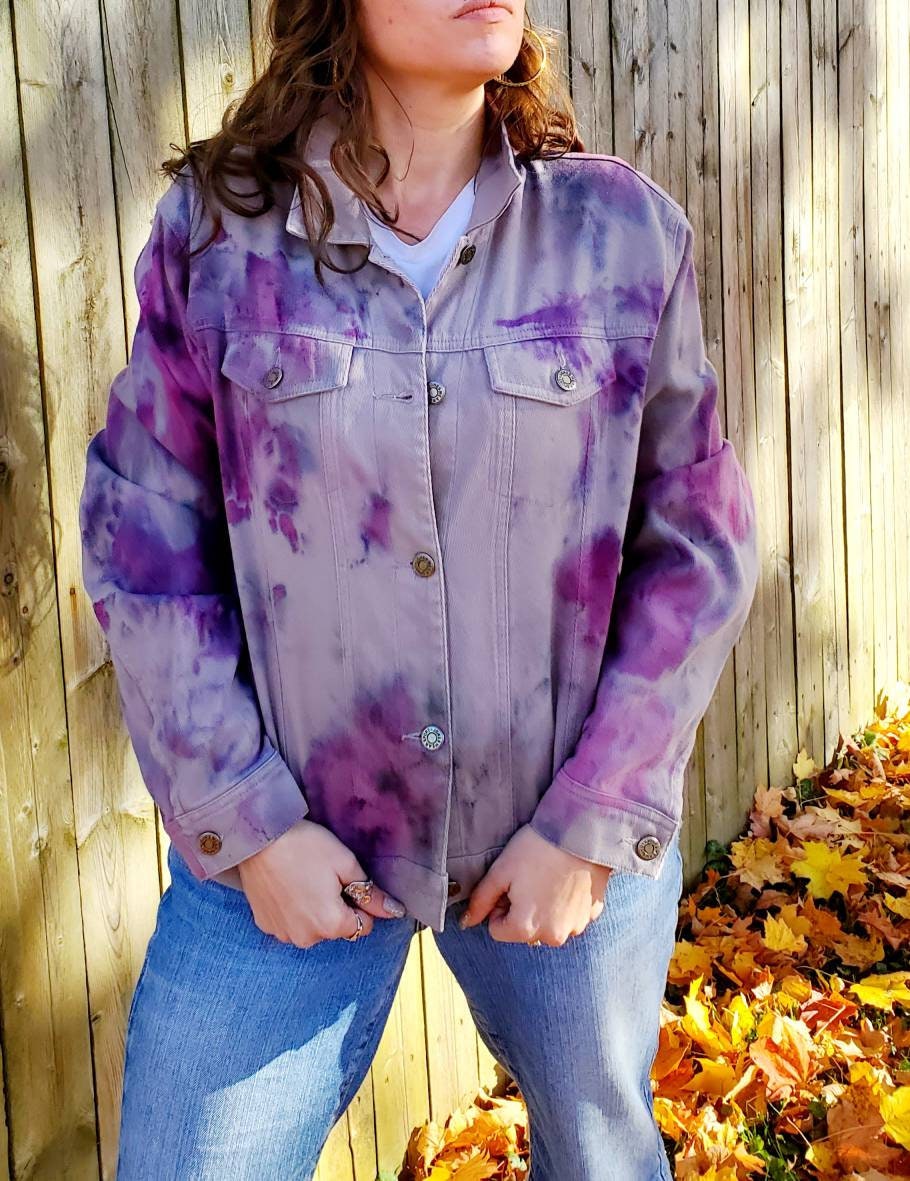Tie Dye Denim Jacket Hand Dyed Jean Jacket Upcycled Vintage Etsy UK