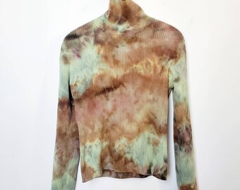 vintage tie dye high neck cut sew