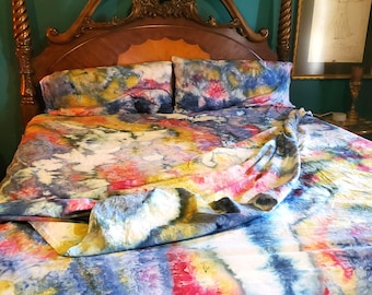 Hand Dyed Tie Dye Bedding Set: earthy colorway