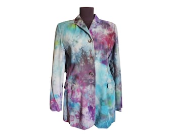Hand Dyed Tie Dye Blazer: Women's Cotton Jacket, Size 8