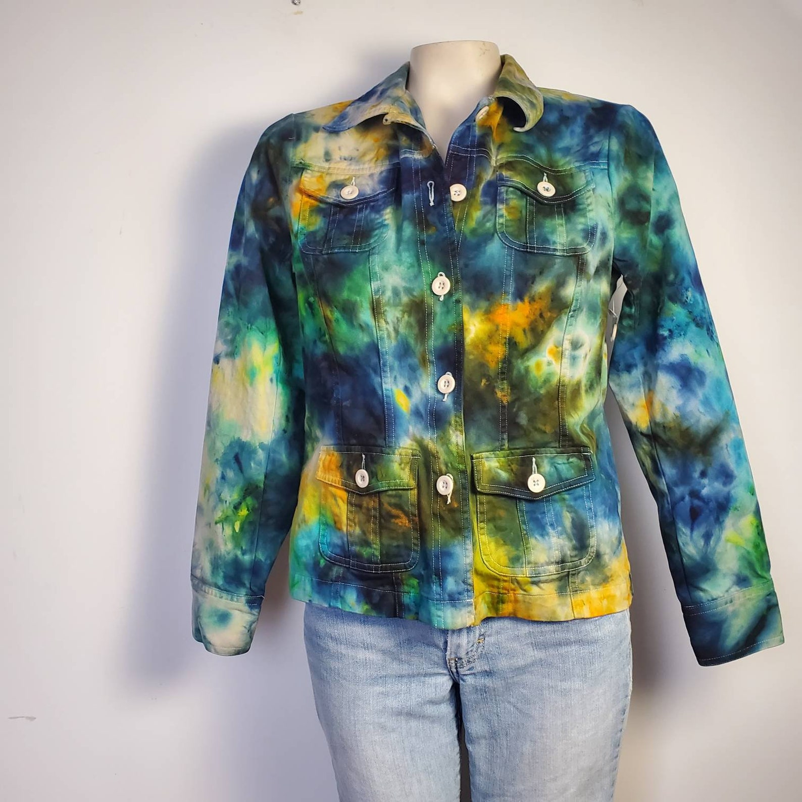 Tie dye jacket hand dyed coat ice dye cotton jacket | Etsy