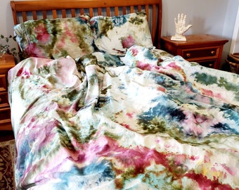 Tie Dye duvet set, tie dye sheets, hand dyed boho bedding Twin, Full, Queen, King,