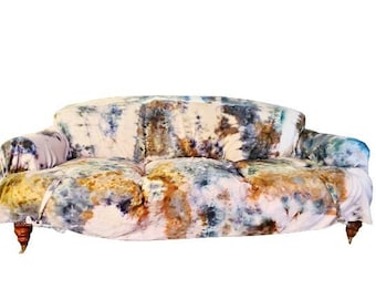 Tie dye sofa slipcover, custom hand dyed relaxed fit slipcover,