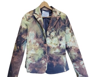 Hand dyed blazer, subtle tie dye, earthy tailored blazer, small