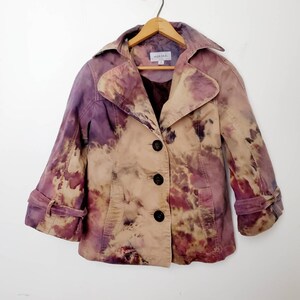 Tie dye jacket, hand dyed peacoat, unique upcycled jacket