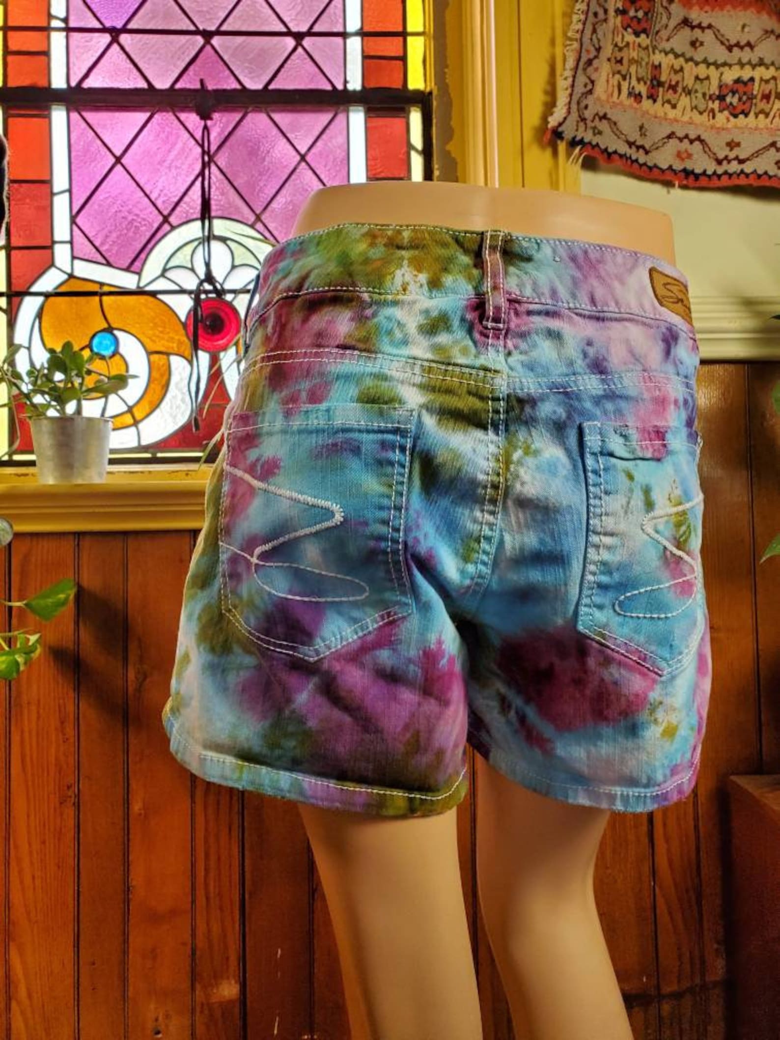 Tie dye denim shorts hand dyed jean shorts summer tie dye Etsy