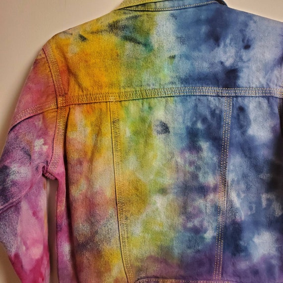 Tie Dye Denim Jacket Rainbow Ice Tie 