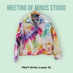 Rainbow tie dye jacket, colorful jacket, men&#39;s size Extra Large XL