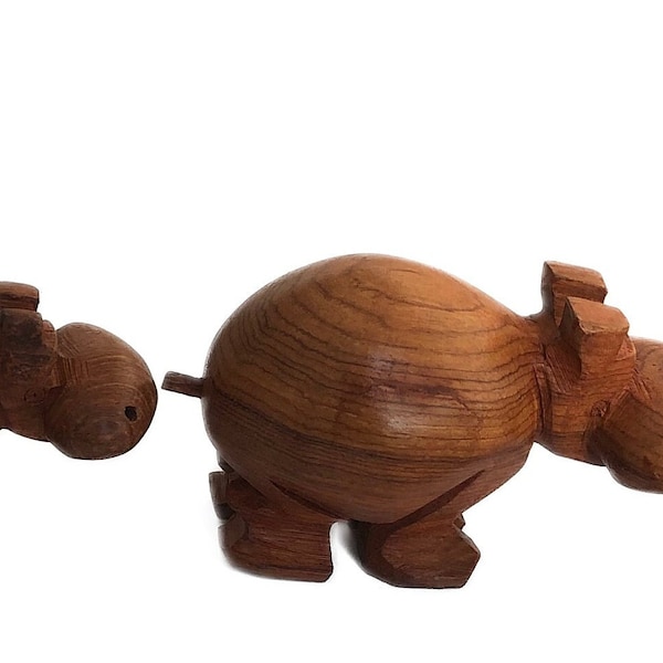 African Hippo Family -  Hippo Friends - Choose the number in your Family or group! Handcrafted in wood in West Africa African Happy Hippos