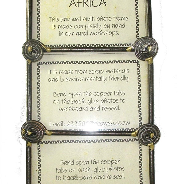 African Circle of Life Hand Made African Multi Photo Frame Recycled Metal Single Double Triple Photo Frame 6x4 inch photos