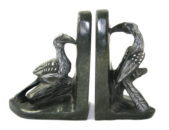 African Art Stone Hornbill Bookends Sculpture From Zimbabwe 15 Etsy
