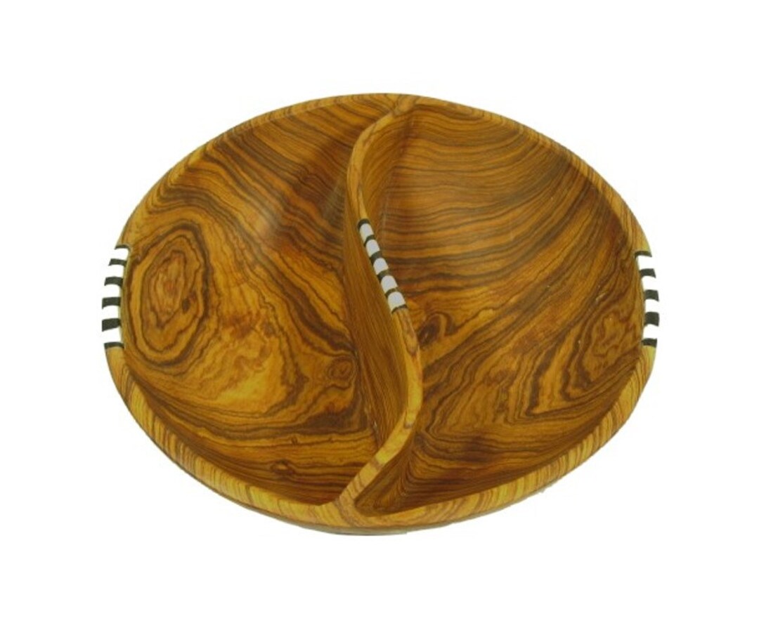 Olivewood Divided Snack Bowl 8 Inch 20 Cm Handcrafted Natural Wild
