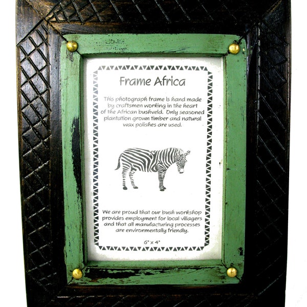 Frame Africa Plantation Wood African Photo Frame Antique Style Design 6 x 4 pouces Tailles photo avec Story-card