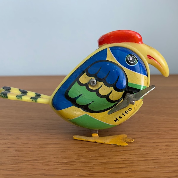 1970s Chinese Wind-Up Tin Toy / Quirky Bird