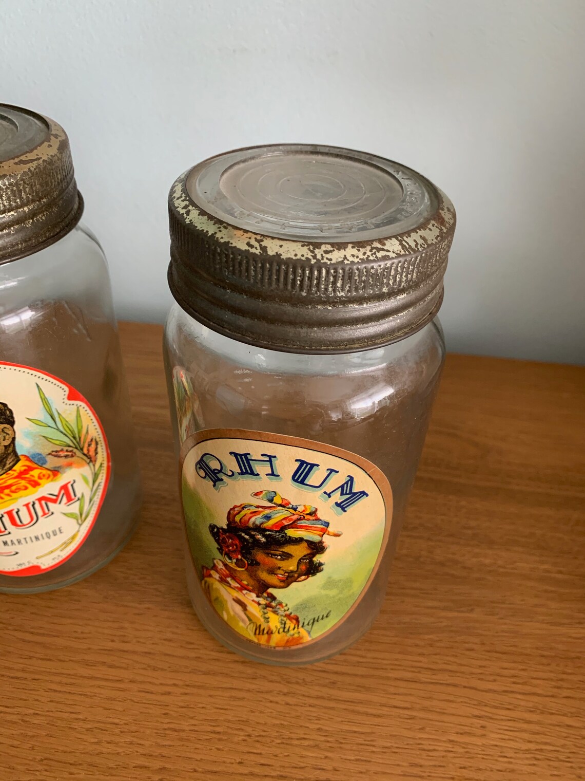 A Pair of Vintage Kilner Jars With Rhum Labels Etsy