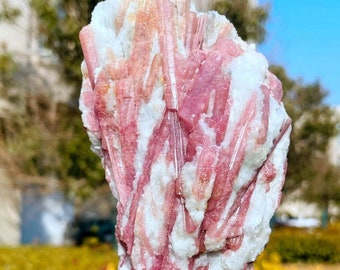 LARGE Raw Pink Tourmaline - Rough Pink Tourmaline Chunk, Pink Rubellite Gemstone Mineral - Raw Pink Tourmaline Stones in Specimen Geode