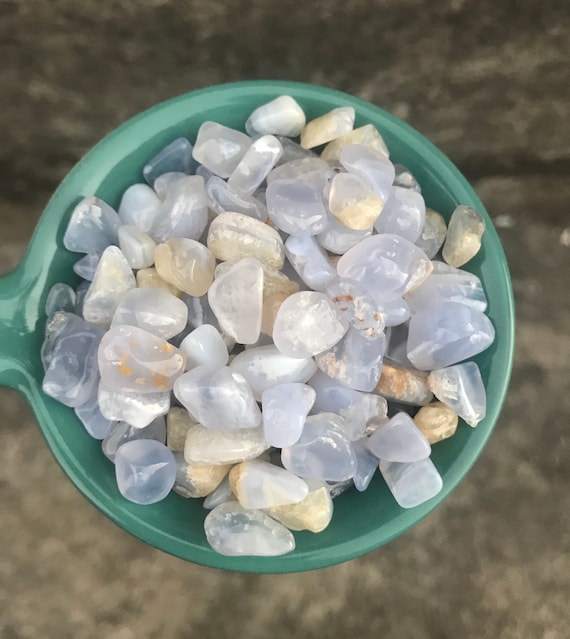 Blue Chalcedony Tumbled Stones - Polished Chalcedony Crystal Bulk Wholesale Small Gemstone - (100g/3.5oz,Sky Blue Chalcedony)