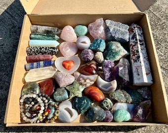 Rare Mystery Crystal Box, Surprise Crystals Box,Ultimate Crystal Mystery Box, Random Mineral Specimen, Towers, Carvings, Tumbles, Roughs