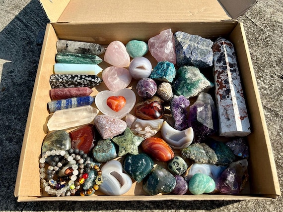 Rare Mystery Crystal Box, Surprise Crystals Box,Ultimate Crystal Mystery Box, Random Mineral Specimen, Towers, Carvings, Tumbles, Roughs