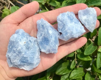 Blue Calcite Crystal - Rough South Africa Blue Calcite Stones,3A Grade Blue Calcite Clusters,Healing Blue Chakra Stones-2-15 oz |1.5- 3.5 in