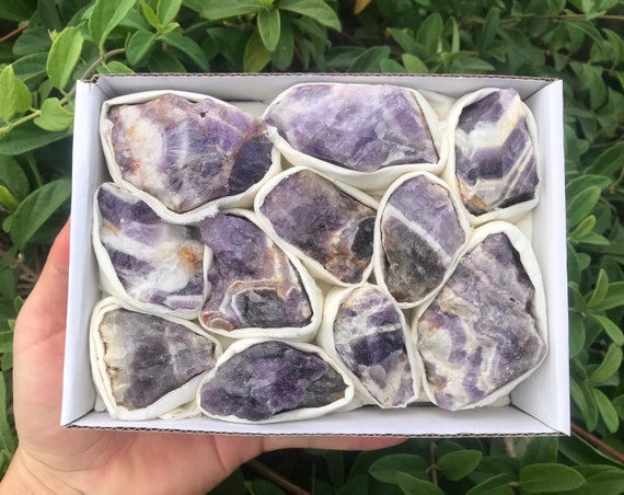 Raw Purple Amethyst Full Flat Box Cluster - 9-14 Piece Rough Mineral Chunks - (1.5lb/0.7kg)