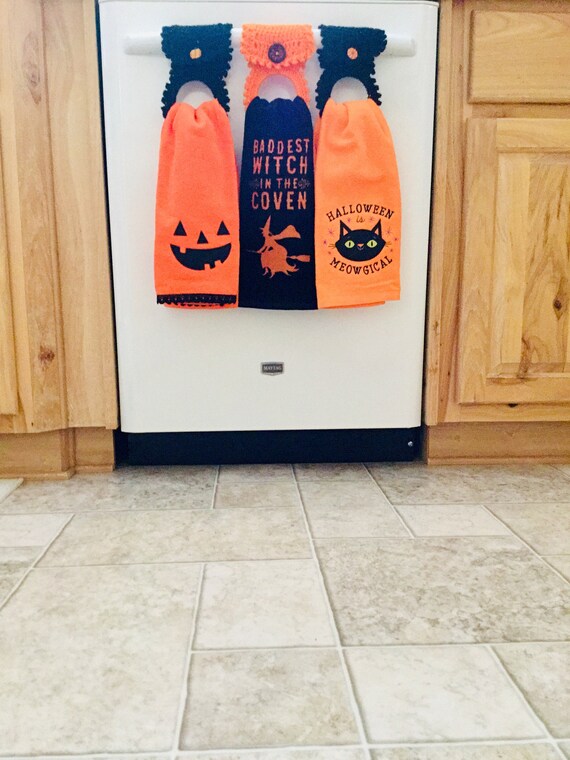 Halloween Towel Halloween Kitchen Towel Halloween Kitchen Etsy