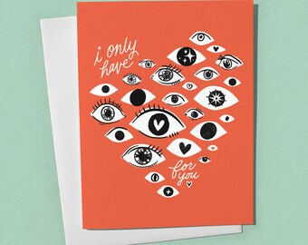 Only Eyes for You, Illustrated Greeting Card, Anniversary Card, Valentines Card, Love Card
