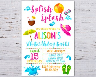 splash party invitation etsy