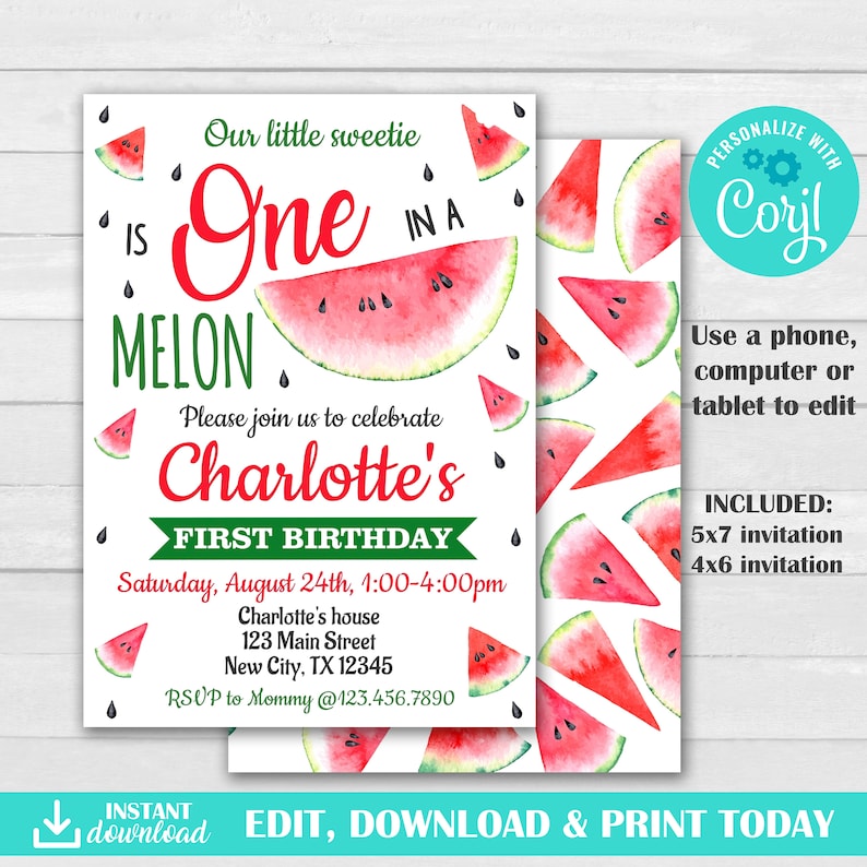 Watermelon Party Invitations
