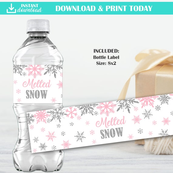 Melted Snow Bottle Label Winter Onederland Birthday | Etsy