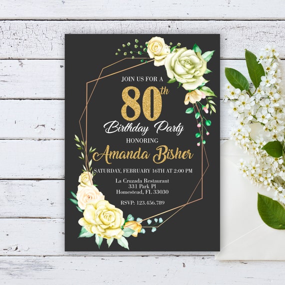 80th birthday invitation for