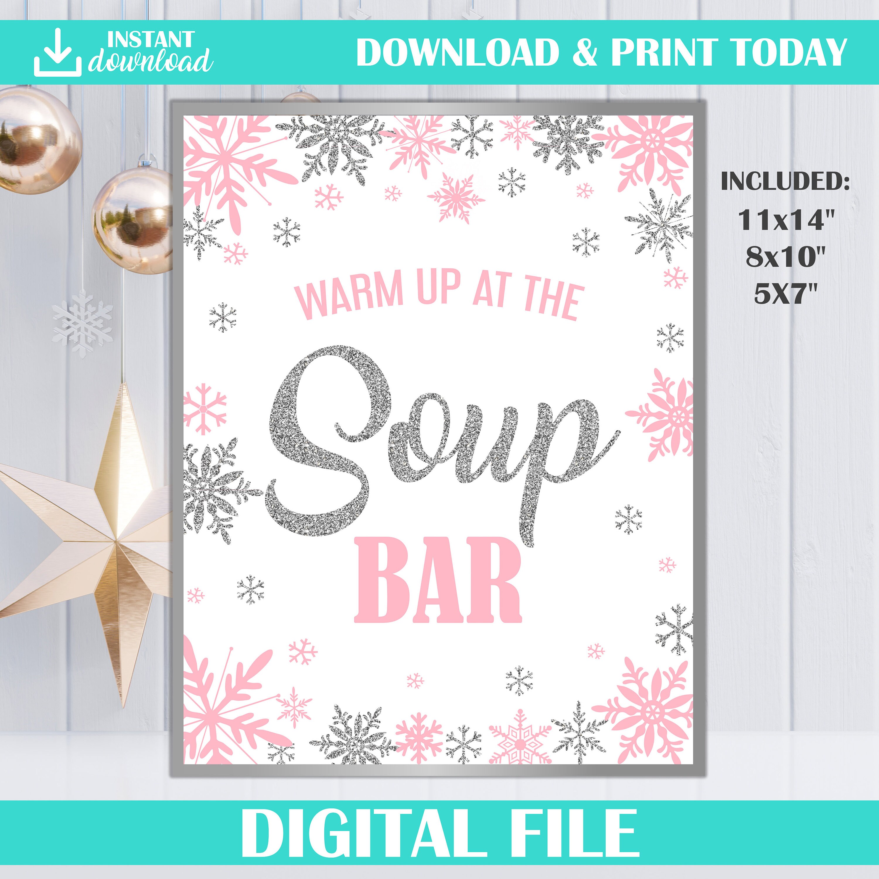 Soup Bar Sign Printable Winter Onederland Decorations Girl Etsy