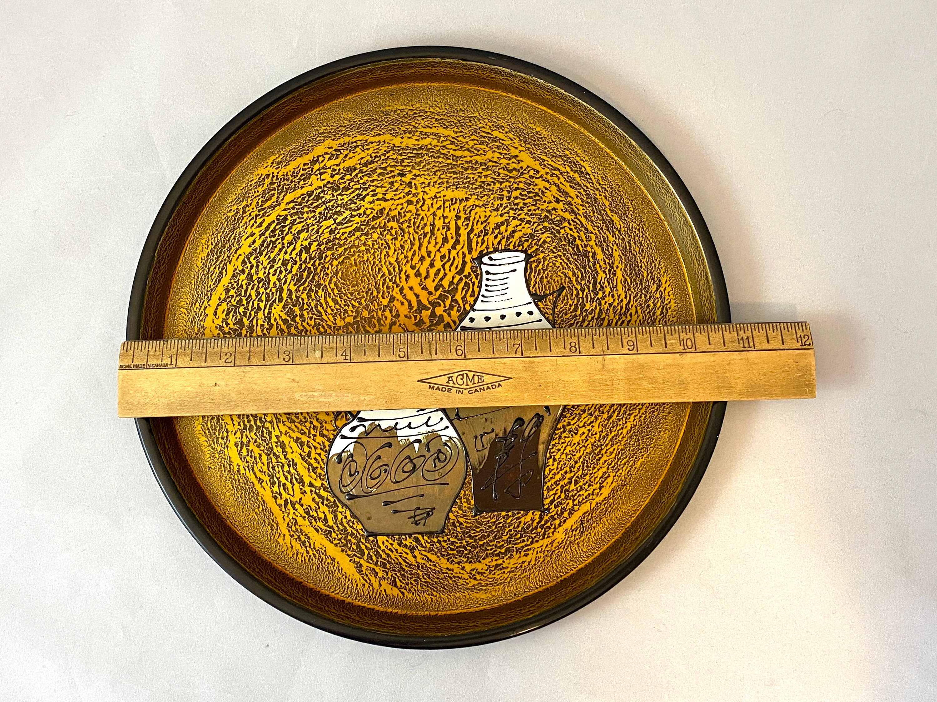 Vintage Lacquer Tray Mid Century Pottery Vase Design Gold Etsy