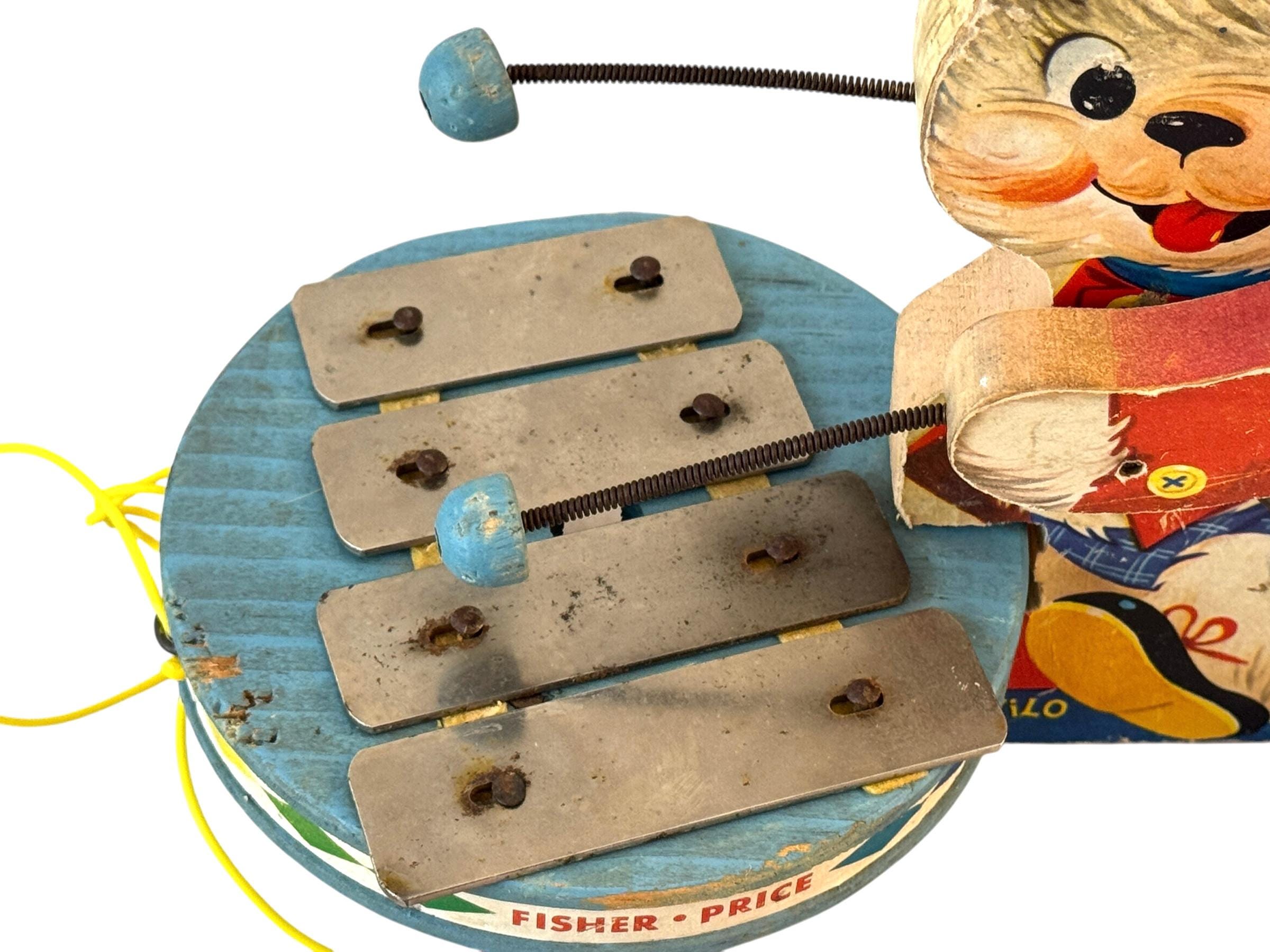 Vintage Fisher Price Ziggy Zilo, Musical Puppy Dog Xylophone Pull