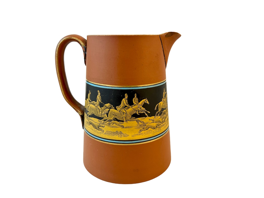 Antique Prattware Creamer Milk Jug Foxhunting Pattern Etsy