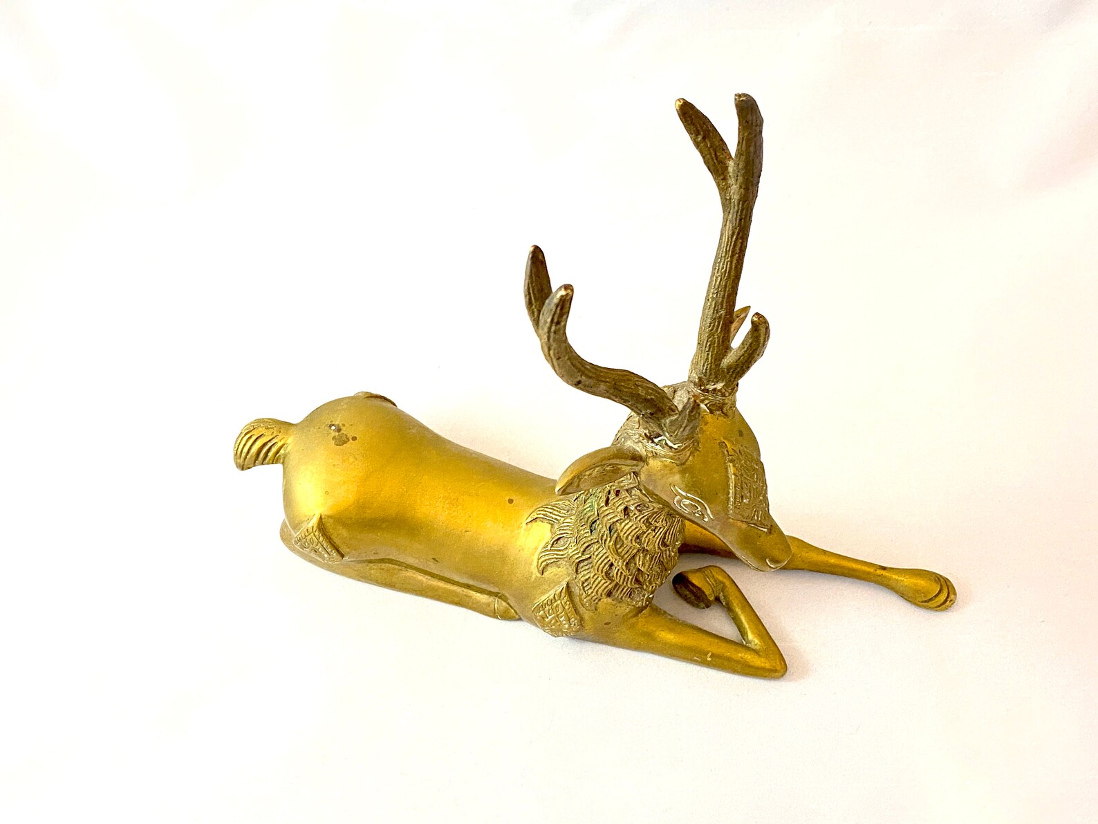 Vintage Brass Deer Statue Indian Ornate Boho Decor Far East Etsy