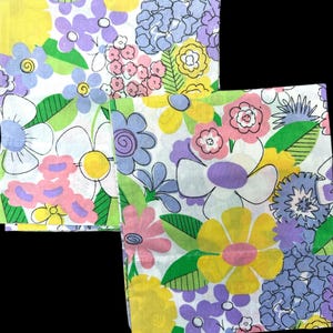 Vintage Pillowcases, Mod Floral Print, Flower Power Bedding, Pair of 1970&#39;s Burlington House Bed Linens