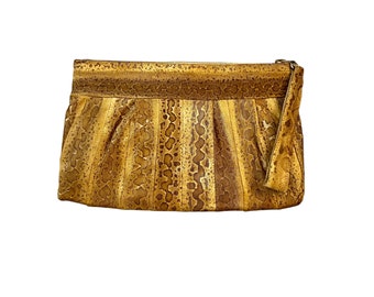 Vintage Echte Schlangenhaut Clutch Geldbörse, 1960 Schlangenhaut Handtasche mit Handschlaufe